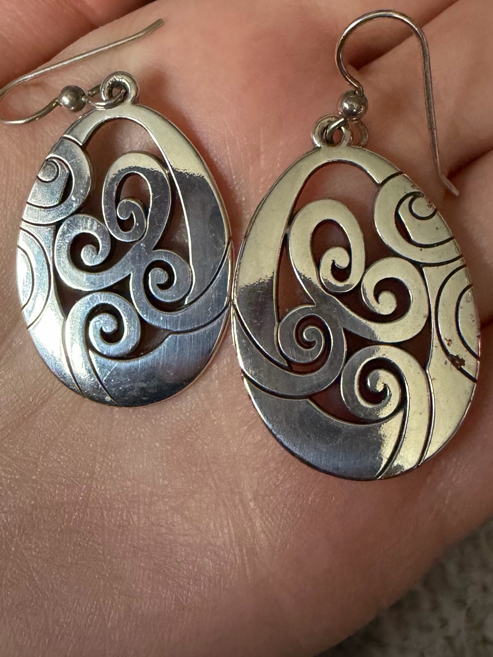 2/$20 Sterling Silver Swirl Drop Earrings - Silver